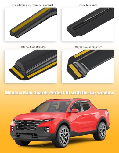 in-Channel Window Rain Guards Fit for Hyundai Santa Cruz 2022 2023 2024 2025 2026, Extra Durable Window Visors Window Deflectors Vent Visors Vent Shades Car Accessories-4 pcs - size: Fit for 2022-2026 Hyundai Santa Cruz