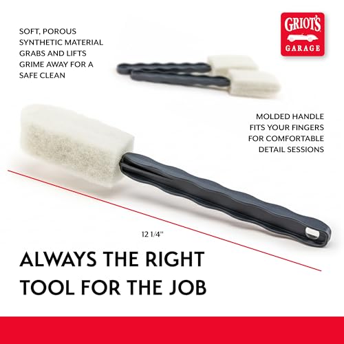 Griot's Garage Long-Reach Wheel Scrubber Brushes for Car Detailing Wheels, Tires, and Grillework, Exterior Auto Detail Products and Supplies, Set of 3, 12 1/4" Long, 15736