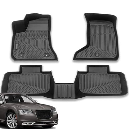 All Weather Floor Mats for 2011-2023 Chrysler 300-RWD & 2011-2022 Dodge Charger, Rubber Heavy Duty Non Slip Floor Liners, Car Mats Full Set 1st & 2nd Rows Maximum Coverage - color: 2011-2023 Chrysler 300-RWD/Dodge Charger