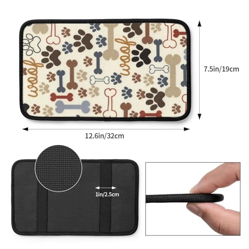 Dog Paw Prints Bones Auto Center Console Cover Universal Car Armrest Pad Waterproof Women Men Automotive Interior Accessories for Most Vehicle SUV - color: Dog Paw Prints Bones
