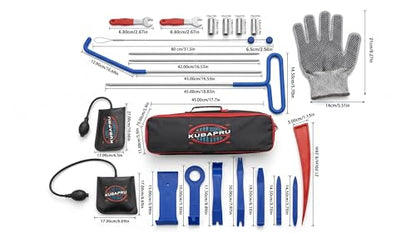 22-Piece Car Repair Tool Kit – Stainless Steel Automotive Tools, Inflatable Air Wedge, Multifunctional Vehicle Maintenance & Emergency Set with Carrying Bag
