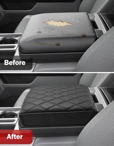 Center Console Armrest Cover for Ford F150 2021 2022 2023 2024 2025 2026, Arm Rest Protective Cushion Pad, Interior Accessories, Black (Fits Work Surface Console Only) - size: Work Surface, 21-26 F150, Black