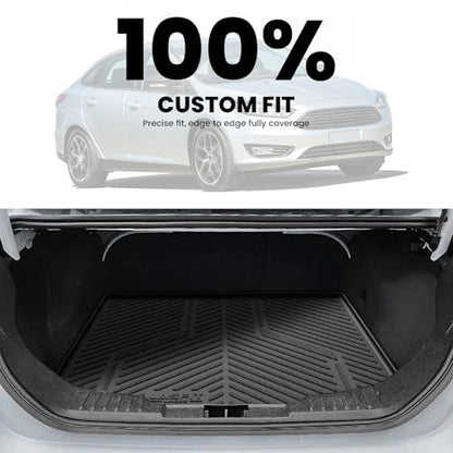 LASFIT Cargo Mat for 2012–2018 Ford Focus Sedan (Gas Models Only, No Subwoofer) Custom Fit All Weather Trunk Liner, Waterproof Heavy Duty Rear Trunk Protector for Cargo Area - style: 11) Focus Sedan| 12-18 | Cargo W/o Subwoofer