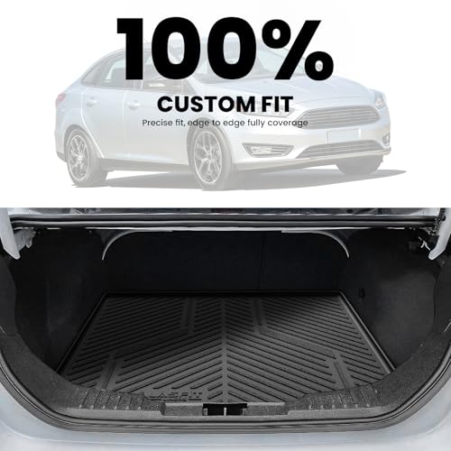 LASFIT Cargo Mat for 2012–2018 Ford Focus Sedan (Gas Models Only, No Subwoofer) Custom Fit All Weather Trunk Liner, Waterproof Heavy Duty Rear Trunk Protector for Cargo Area - style: 11) Focus Sedan| 12-18 | Cargo W/o Subwoofer