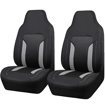 CAR PASS Bucket Gray Car Seat Cover Front Seats, 3D Air Mesh-100% Breathable Sporty Fabric High Back Airbag Compatible, Universal Fit Automotive SUV Truck Sedan Vans, Two Front 2 Piece Black Gray - color: Black Gray, size: Two Front Seats
