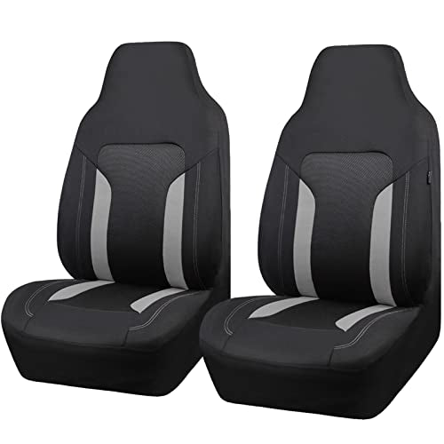 CAR PASS Bucket Gray Car Seat Cover Front Seats, 3D Air Mesh-100% Breathable Sporty Fabric High Back Airbag Compatible, Universal Fit Automotive SUV Truck Sedan Vans, Two Front 2 Piece Black Gray - color: Black Gray, size: Two Front Seats