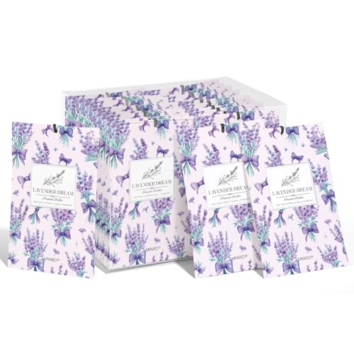 MYARO 20 Pack Lavender Scented Sachets - Drawer & Closet Air Freshener Bags, Natural Odor Eliminator for Car, Home, Bedroom, Office & Travel - color: Lavender Fresh