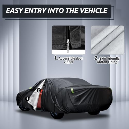 Migaven 6 Layers Car Cover Custom Fit for Dodge Challenger 2008-2025, Waterproof Full Exterior Cover Rain Sun Protection with Door Zipper & Inner Cotton - size: 6Layers Fit Dodge Challenger