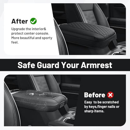 Autorder Center Console Cover for 2019-2026 Chevy Silverado/GMC Sierra Accessories, Tahoe&Suburban&Yukon 2021-2026, Armrest Cover Leather Middle Console Covers Anti-Scratch(Bucket Seat Only) - size: 19-26 Chevy Silverado Prismatic Texture