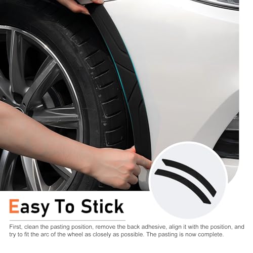 2 PCS Car Wheel Eyebrow Strips, Thickened Anti Collision Arch Lip Trim Strips, Self Adhesive Car Wheel Eyebrow Protector, Universal for Most Vehicles (Black) - color: Black
