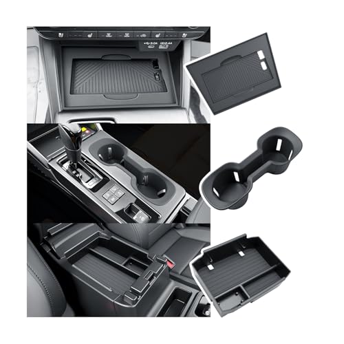 BIBIBO 3Pack for 2026 Subaru Outback Center Console Organizer 2026 Subaru Outback Console Armrest Tray+Cup Holder +Wireless Charging Mat 2026-Outback Insert Organizer Tray - color: Black-3Pack