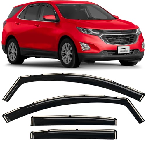in-Channel Rain Guards for Chevy Equinox 2018–2024 – Window Visors & Vent Deflectors, Extra-Durable Polycarbonate Car Window Rain Guards for Chevrolet Equinox, 4-Piece Set - color: For Equinox 18-24