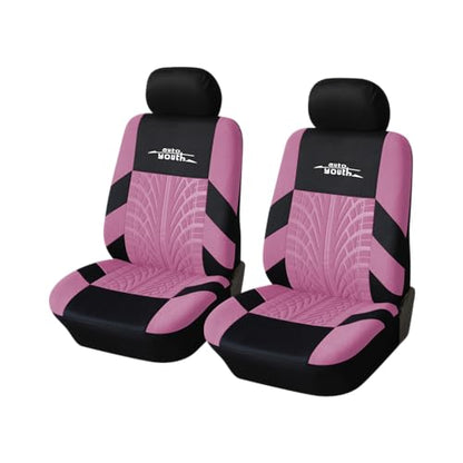 AUTOYOUTH Pink Seat Covers Front Seats Only, 3D Tyre Embossed Breathable Bucket Covers, Airbag Compatible, Quick Setup Universal Fit for Sedan, SUV, Truck, Van - color: Pink & Black, size: Front Seats Only (4 pieces)