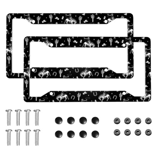 Western License Plate Frame 2 Pack License Plate Holder Universal Aluminum License Plate Cover Car Accessories for Decor with Screw for Women Man 12.3 X 6.3 Inch - color: Western
