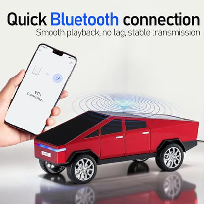 WS-580 Futuristic Pickup Truck Bluetooth Replica Speaker with LED Display Screen – TWS, FM, USB/TF, LED Headlights, Mic, Practical Gift for Car Model Fans, Audio Users & Tech Hobbyists (Red) - color: Red