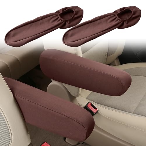 2PC Car Front Seat Armrest Covers,Seat Arm Rest Cover,Flat Cloth Fabric Armrest Cover,Replacement Car Front Seat Armrest Cover(Coffee,1Pair) - color: Coffee-2PC