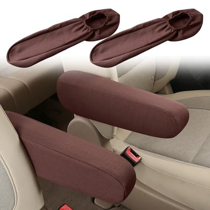 2PC Car Front Seat Armrest Covers,Seat Arm Rest Cover,Flat Cloth Fabric Armrest Cover,Replacement Car Front Seat Armrest Cover(Coffee,1Pair) - color: Coffee-2PC