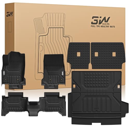 3W Floor Mats for Toyota 4Runner 2025 2026 5 Seats(Only fit Hybrid), All Weather TPE Custom Fit Floor Liner & Trunk Mat & 2nd Row Under Seat Mat & Backrest Mat for 4 Runner Full Set 7Pcs - style: 6. 4Runner Hybrid 5Seat|25-26|Full Set