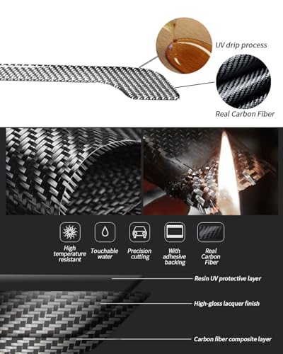 Carbon Fiber Door Handle Cover, Door Handle Protective Cover Decoration Compatible with Tesla Model Y/3 Accessories (2017-2025) Highland & Juniper Compatible (4 Pieces) (Silver with drip) - style: Silver with drip