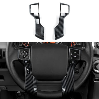 Car ABS Sticker Carbon Fiber Decal Cover Interior Trim Accessories for Toyota 4Runner SUV 2010-2025 Black - color: Wheel
