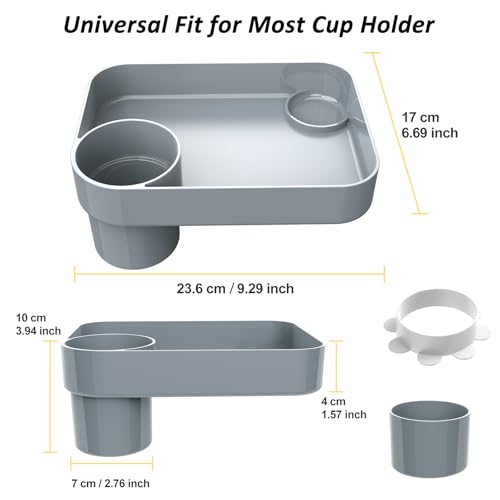 Car Seat Snack Tray for Kids, Mess-Free Square Travel Tray Cup Holder Snack Tray, Durable Car Food Tray for Toddlers, Universal Fit Kids Travel Road Trip Essentials (2Pcs gray) - color: 2Pcs gray