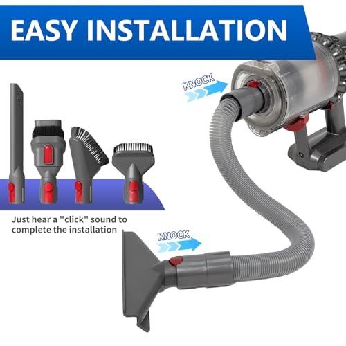Vacuum Attachment Kit Compatible with Dyson V7 V8 V10 V11 V15 Vacuum Cleaner，Dryer Vent Hose Flexible Extension Hose Mattress Tool Stiff Brush Soft Bristle Crevice Tool Attachment for Home Cleaning - color: Home Cleaning Kit with Dryer Vent Hose