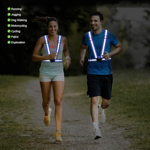 Reflective Vest Running Gear, 2Pack High Visible Safety VES for Cycling Jogging Running Walking, Adjustable for Men Women Kids - color: 2 x Blue