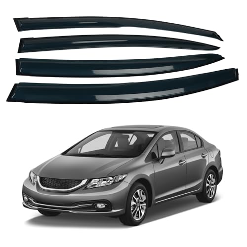 4PCS Window Visors Rain Guards Fits for Honda Civic 2012-2015 4-Door Sedan, Window Wind Deflector Vent Visor Shade Outside Mount for Civic 2012 2013 2014 2015 - size: For Honda Civic 2012-2015