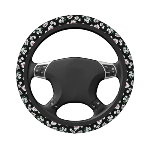 Daisy Flower Print Elastic Steering Wheel Cover Universal 15 Inch - color: 2