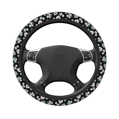 Daisy Flower Print Elastic Steering Wheel Cover Universal 15 Inch - color: 2