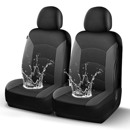 HChengkikz Car Seat Covers Front Seat, Waterproof Neoprene Car Seat Covers, Airbag Compatible, All Season Protection Universal Fit Most Cars, Trucks, SUVs (Black + Darkgray) - color: Black Darkgray, size: Two Front