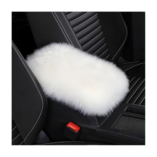 Wevdn Car Center Console Cover Pad, Fluffy Middle Console Pad Armrest Seat Box Cover, Universal Furry Arm Rest Decoration Protector for Car Truck SUV, Interior Car Accessories (White) - color: White