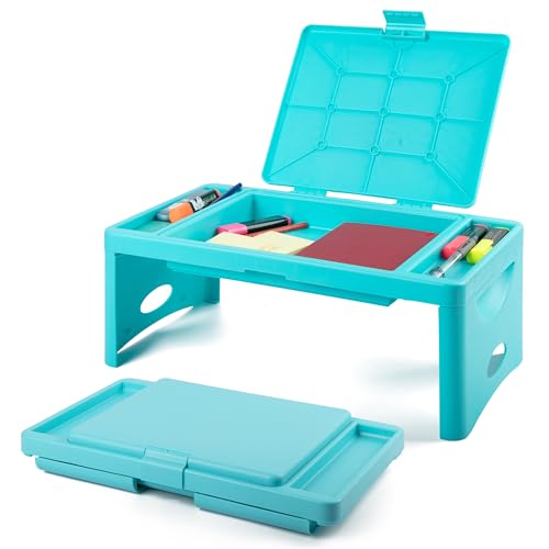 Loddie Doddie Foldable Lap Desk - Teal Blue, 9.75 x 12 in - Portable Desk & Lap Table with Storage Pocket - Table for Bed & Laptop Bed Tray - Car Seat Tray for Kids Travel - color: Teal Blue
