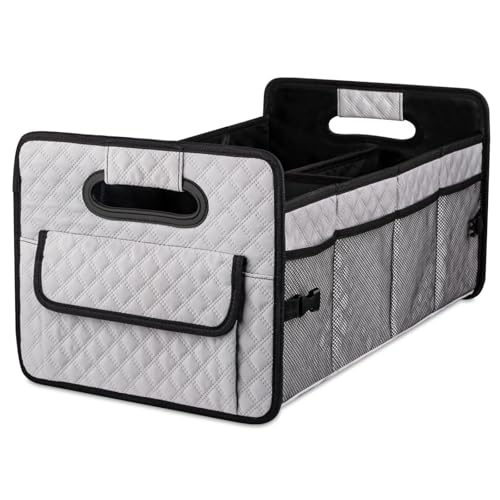 JiatuA Car Trunk Organizers and Storage for SUV, Collapsible Multi Compartment Container Box Adjustable Car Accessories for Women Men, Light Grey - color: Light Grey, size: Standard