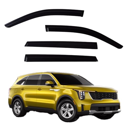 Window Visors Rain Guards Compatible with 2021-2026 Kia Sorento, Side Window Wind Deflectors Vent Shades Out-Channel Accessories, Dark Smoke 4 Pcs, 2022 2023 2024 2025 - size: 2021-2026 Kia Sorento