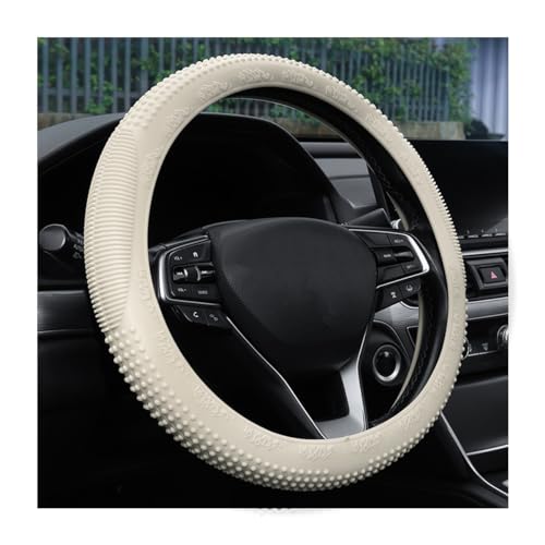 Bittwee Steering Wheel Cover, Car Silicone Steering Wheel Protector, Anti-Slip Soft Odorless Wheel Covers, Universal 14-15 Inch Steering Wheel, Automotive Interior Accessories (Beige) - color: Beige