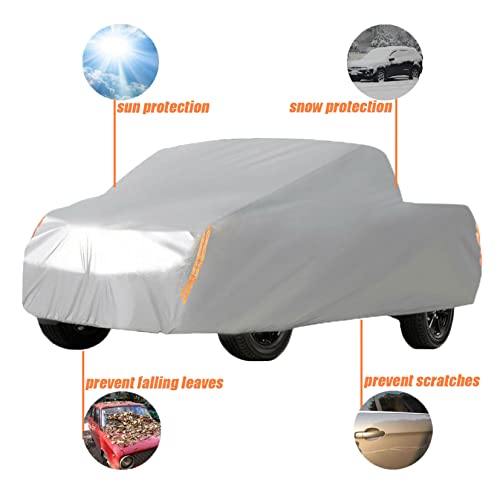 Full Coverage Car Cover All Weather Outdoor & Indoor Silver Pickup Truck Universal up to 210 L x 70 W x 65 H - size: 210 L x 70 W x 65 H