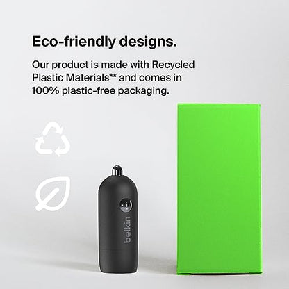 Belkin Boost↑Charge™ 30W USB-C Compact Fast Car Charger w/USB-C Cable Included, for iPhone 16, 16 Pro, iPhone 15, Galaxy S25, S24, Pixel 9 & 8, Note, Nintendo Switch 2 & More - Black - style: Charger + USB- C Cable