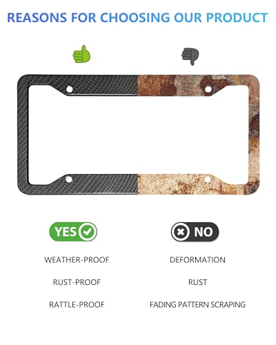Carbon Fiber License Plate Frames- Black Carbon Pattern Aluminum Front & Rear Car Tag Holder Cover 2 Pack with Mount Hardware, Screws, Caps, Handlebar Stickers - style: Carbon Fiber-Aluminum-4 Hole
