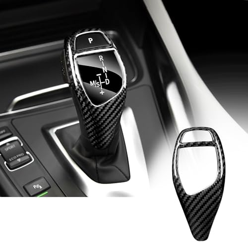 Real Carbon Fiber Gear Shift Konb Cover Trim Protector Compatible with BMW F20 F21 F22 F23 F30 F32 F33 F34 F35 F36 F06 F12 F13 F25 F26 F15 F16 GT3 I8 Automotive Interior Accessories(2010-2020)-Black - color: Black