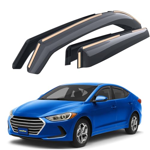 Goodyear Shatterproof in-Channel Window Deflectors for Hyundai Elantra 2017-2020, Rain Guards, Window Visors for Cars, Vent Deflector, Car Accessories, 4 pcs - GY003459LP - color: For Elantra 17-20