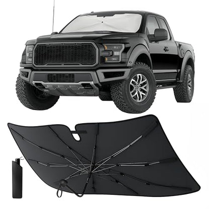 EcoNour Premium Umbrella Windshield Sun Shade for Car | Foldable UV Blocker Front Windshield Sunshade | Umbrella Shade Accessories with Storage Pouch | Full Size SUVs &MPV| Large - 61"x35" - size: Large
