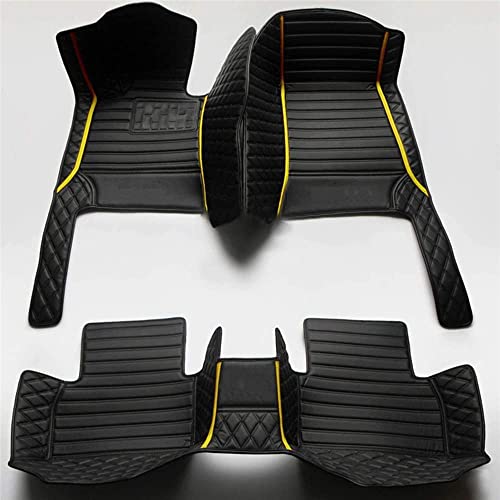 All-Weather car Floor Mats-Suitable for 98% of car Models Watherproof Leather car Floor mat (Black and Black with Yellow bar) - color: Black and Black with yellow bar