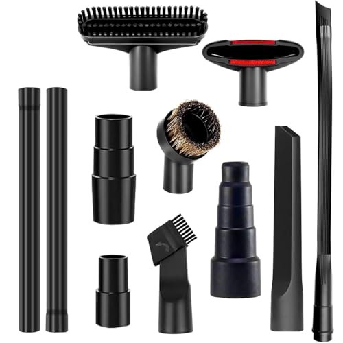 Universal Vacuum Attachments Kit -Shop Vac Attachments1 7/8" to 1 1/4" Vacuum Attachments Cleaners Accessories for Shop Vacuum Cleaner Attachments Brushes for Shop Vac Attachments - color: Black