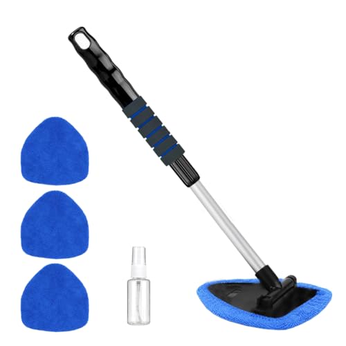 Gven Windshield Cleaner Tool 21" Car Window Cleaner Inside Windshield Cleaning Wand Supplies Interior Glass Care Product Car Accessories with with Extendable Handle& Microfiber Pads