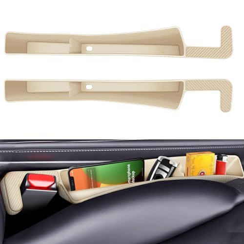 2PCS Car Seat Gap Filler, Vehicle Seat Organizer for Avoiding Dropped Items, Fill The Gap Between Seat and Console, No Drop Seats Guard for Coins Wallets Keys, Universal Car Accessories (Beige) - color: Beige