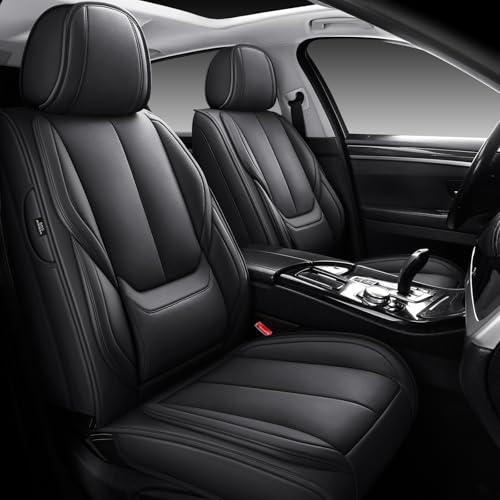 MINGBRON Seat Covers, Car Seat Covers Front Seats, Car Seat Cover, Car Seat Protector Waterproof, Car Seat Cushion Nappa Leather, Black Seat Covers Carseat Cover Universal Fit for Most Cars - color: Black 3, size: 2 Seat Covers (Front Only)