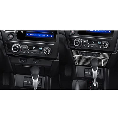 Auto Center Console Seat Heated Buttons Frame Panel Sticker Real Carbon Fiber Interior Trim Compatible with Honda Civic 9 Coupe/Sedan 2013 2014 2015 Accessories Black - A - color: Center Console Seat Heated Buttons Frame Panel - a