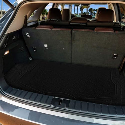ZONETECH All Weather Rubber Semi Pattern Cargo Liner Trunk Floor Mat – Premium Quality Black Heavy Duty Cargo Trunk Floor Mat (2 Pack) - size: 2 PACK
