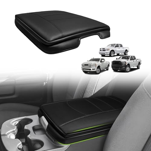 Muslogy Center Console Armrest Cover Fit for Dodge Ram1500 2013-2018 & Ram2500/3500 2013-2026 Accessories, Comfort Armrest Pad Console Lid Cushion Vegan Leather 1-Inch Extra Thick(Jump Seat ONLY) - size: 3) 13-18 |RAM1500| 13-25 RAM2500/3500|Jump,+Thick